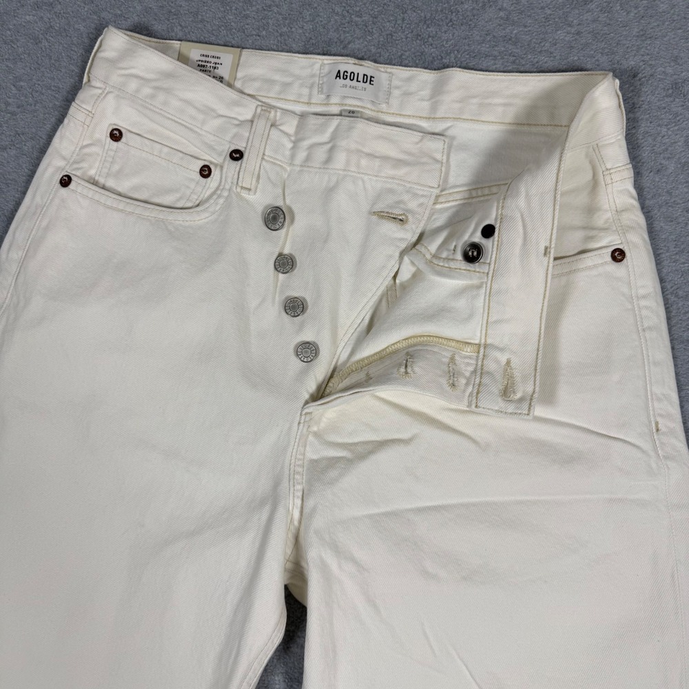 NWT Agolde Criss Cross Upsized Jean Women 26 Paste Cream Asymmetric Straight Leg